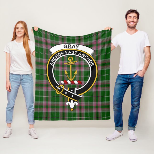 Couverture Polaire Clan Grey Chasse Tartan Plaid (En situation)