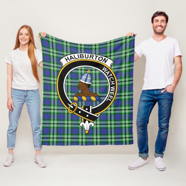 Couverture Polaire Clan Haliburton Tartan Plaid (En situation)