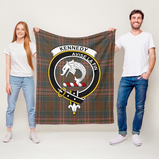 Couverture Polaire Clan Kennedy Patiné Tartan Plaid (En situation)