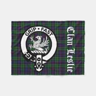 Couverture Polaire Clan Leslie Crest Badge & Tartan