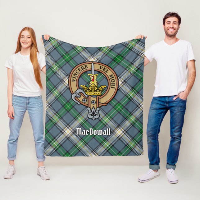 Couverture Polaire Clan MacDowall Crest sur Tartan (En situation)