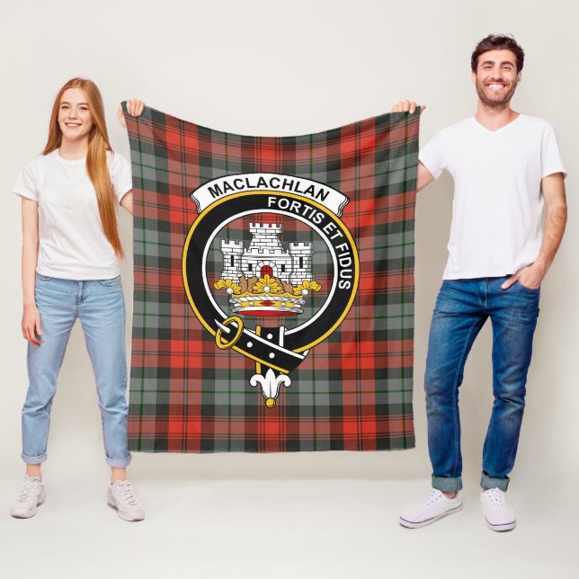 Couverture Polaire Clan MacLachlan Patiné Tartan Plaid (En situation)