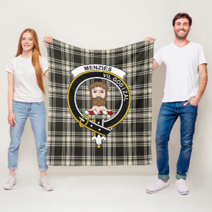 Couverture Polaire Clan Menzies Noir & Blanc Ancien Tartan Plaid