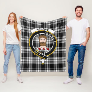Couverture Polaire Clan Menzies Noir & Blanc Moderne Tartan Plaid