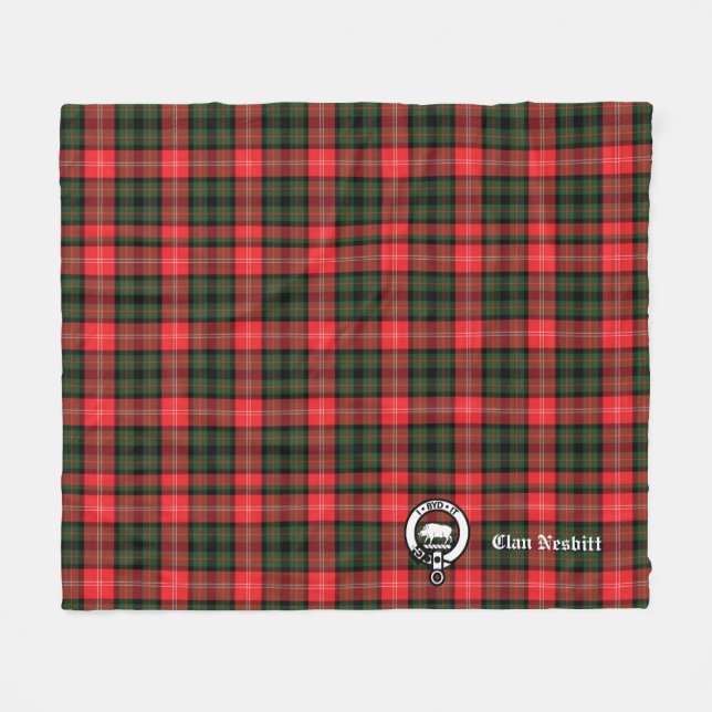 Couverture Polaire Clan Nesbitt Crest Badge & Tartan Personnalisé (Devant (Horizontal))