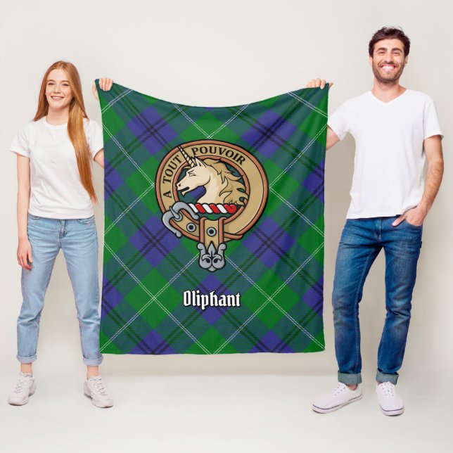Couverture Polaire Clan Oliphant Crest sur Tartan (En situation)