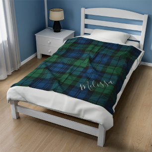 Couverture Polaire Clan personnalisé Campbell Plaid Tartan bleu vert