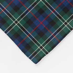 Couverture Polaire Clan rose Forest Green et tartan bleu de chasse