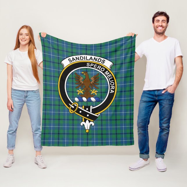 Couverture Polaire Clan Sandilands Ancien Tartan Plaid (En situation)