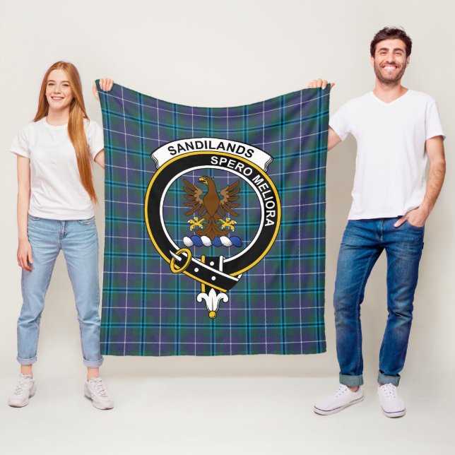 Couverture Polaire Clan Sandilands Moderne Tartan Plaid (En situation)