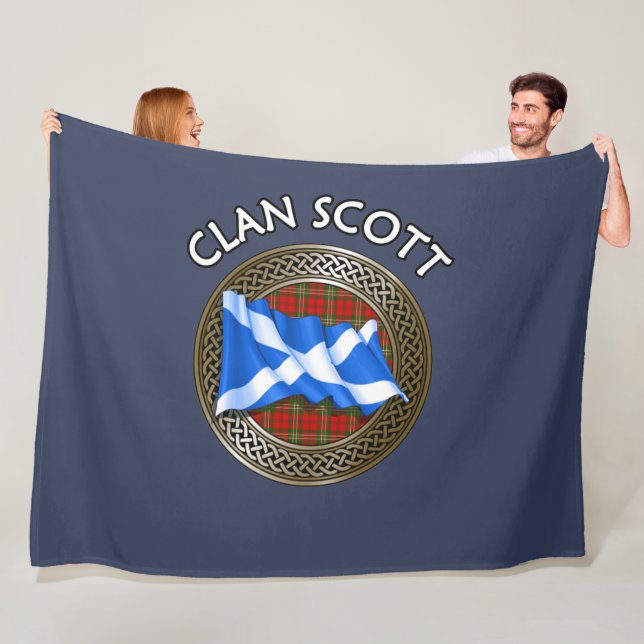 Couverture Polaire Clan Scott Tartan Knot & Drapeau (En situation)