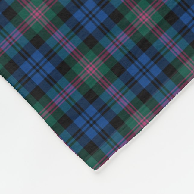 Couverture Polaire Clan Tartan bleu et vert Baird (Coin)