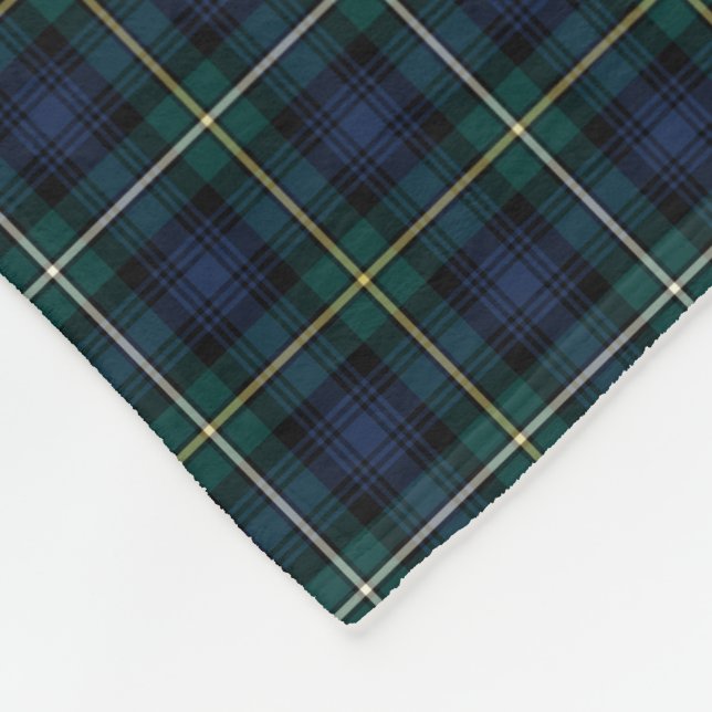 Couverture Polaire Clan Tartan de Campbell bleu foncé et vert (Coin)