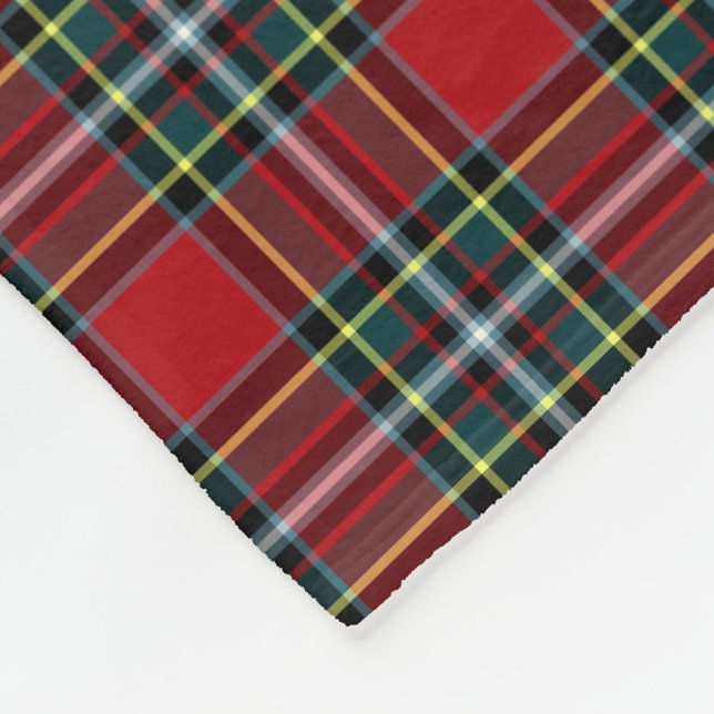 Couverture Polaire Clan Tartan de Gillespie verte rouge et forêt (Coin)