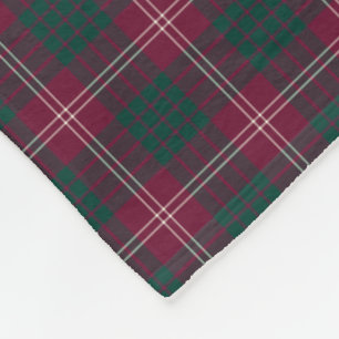 Couverture Polaire Clan tartan rouge foncé et vert de Crawford