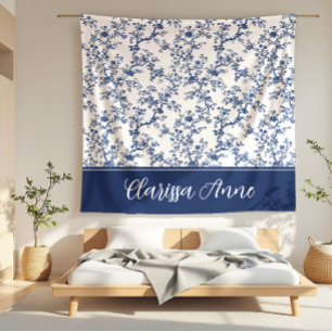 Couverture Polaire Clarissa Anne Dainty Navy et White Toile