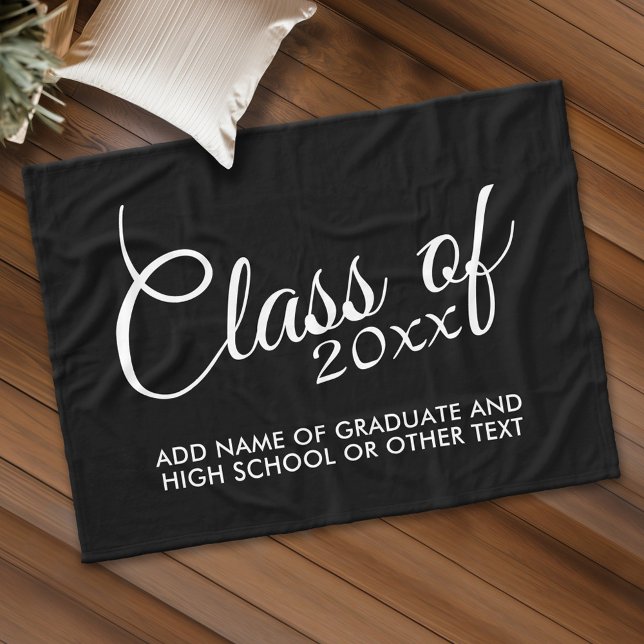 Couverture Polaire Classe avec année personnalisée et lycée (Custom Fleece Blanket - Add Graduation Text)