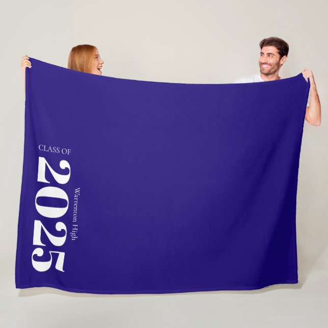 Couverture Polaire Classe de 2025 Moderne Bleu Blanc Senior Classic (En situation)