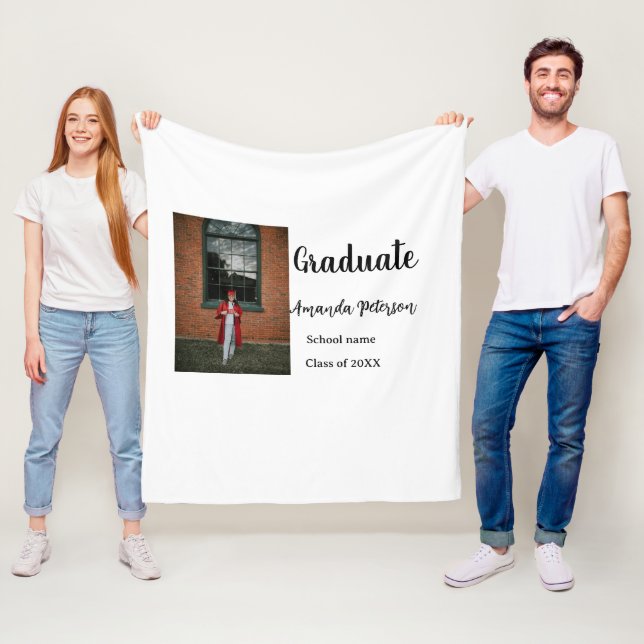 Couverture Polaire Classic graduation ajouter photo nom classe année  (En situation)