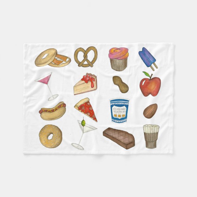 Couverture Polaire Classic Iconic NYC New York City Foods (Devant (Horizontal))