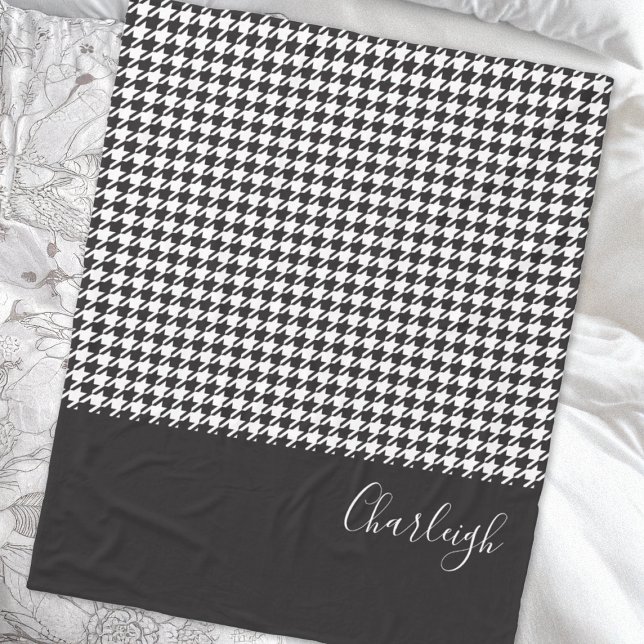 Couverture Polaire Classic moderne noir et blanc Houndstooth (Créateur téléchargé)