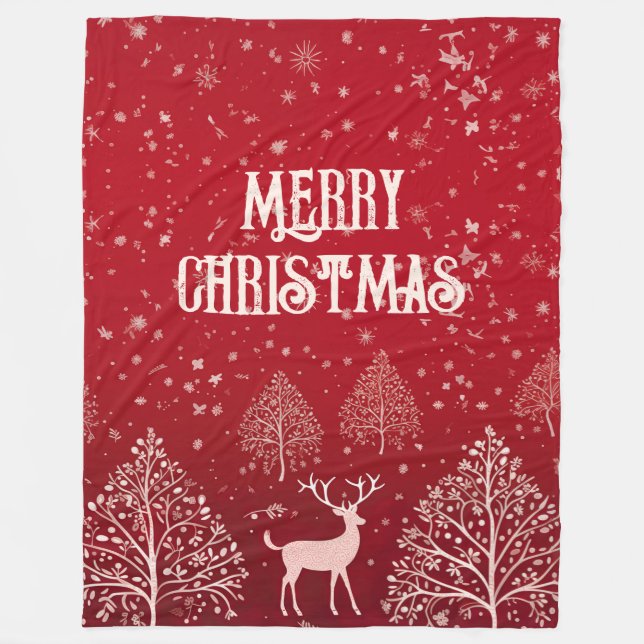 Couverture Polaire Classic Red Merry Christmas Winter (Devant)