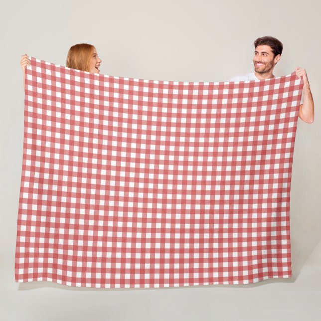 Couverture Polaire Classique gingham rouge et blanc pour pique-nique (En situation)
