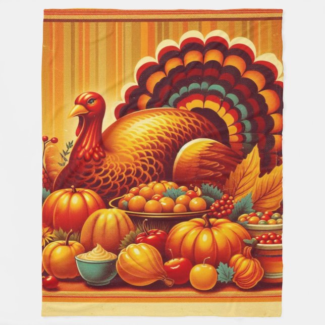 Couverture Polaire classique/vintage Thanksgiving Turquie (Devant)