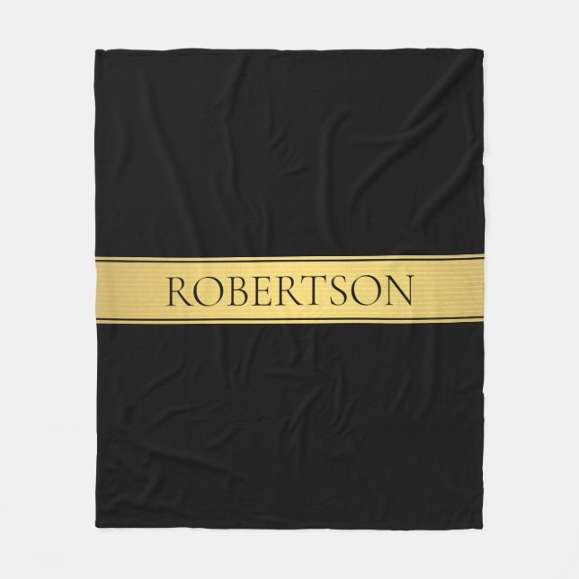 Couverture Polaire Classy Faux Gold Stripe & Black Arrière - plan ou  (Devant)