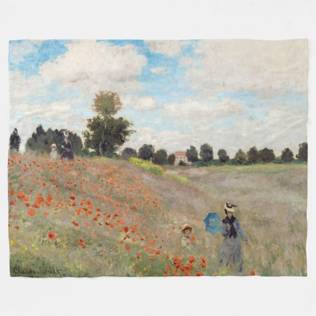Couverture Polaire Claude Monet - Champ de coquelicots (Devant (Horizontal))