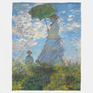 Couverture Polaire Claude Monet - La Promenade, Femme avec un Parasol