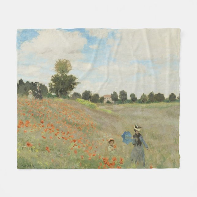 Couverture Polaire Claude Monet Le Champ de coquelicots près d'Argent (Devant (Horizontal))