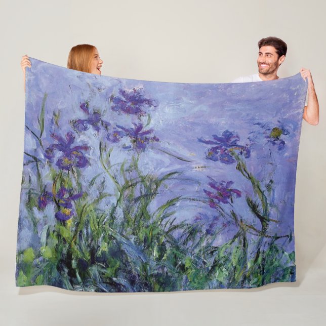 Couverture Polaire Claude Monet Lilac Irises (En situation)