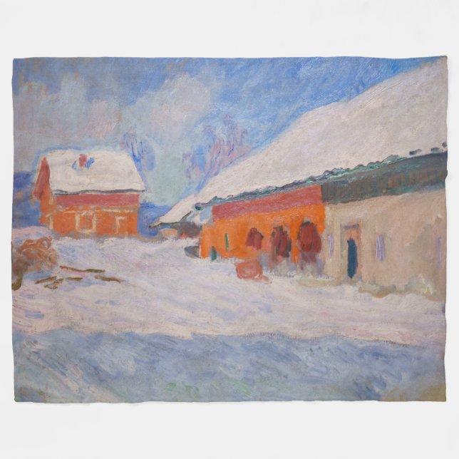 Couverture Polaire Claude Monet - Norvège, Maisons rouges à Bjornegaa (Devant (Horizontal))