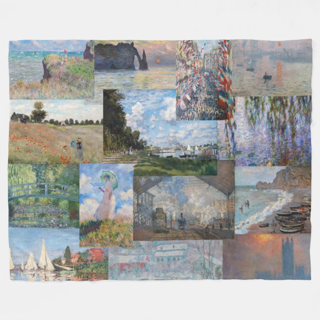 Couverture Polaire Claude Monet - Patchwork de chefs-d'oeuvre (Devant (Horizontal))
