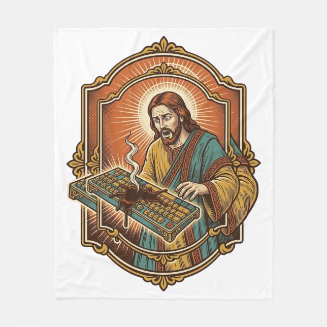 Couverture Polaire Clavier Mécanique Cassé par un Café Jésus Technolo (Devant)