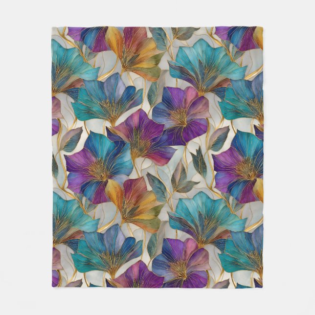 Couverture Polaire Clematis violet Art Nouveau (Devant)