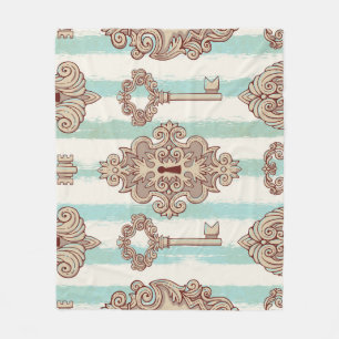 Couverture Polaire Clés vintages, verrous : motif à main levée.