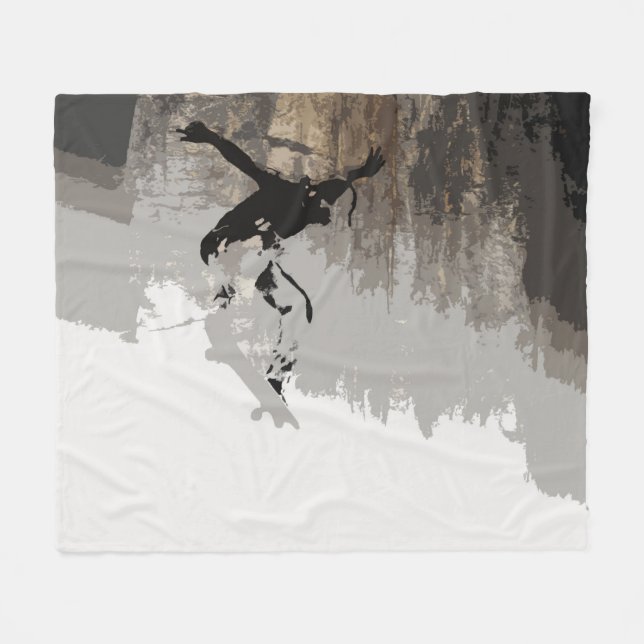 Couverture Polaire Cliff Jumping - Skateboarder (Devant (Horizontal))