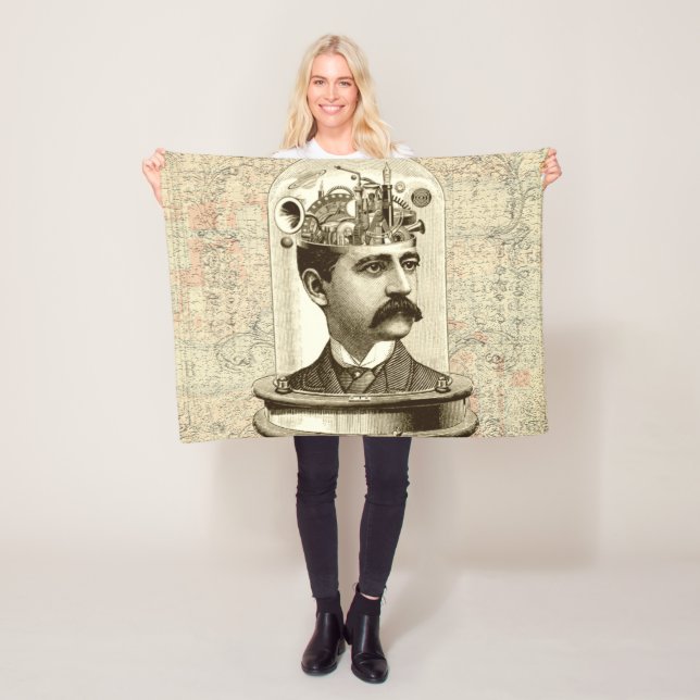 Couverture Polaire Clocage Cerveau STEAMPUNK vintage (En situation)