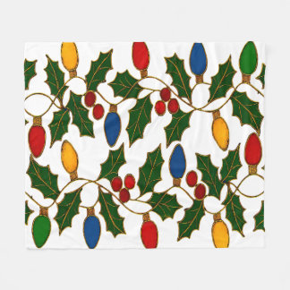 Couverture Polaire Cloisonne Art Christmas Lights and Holly