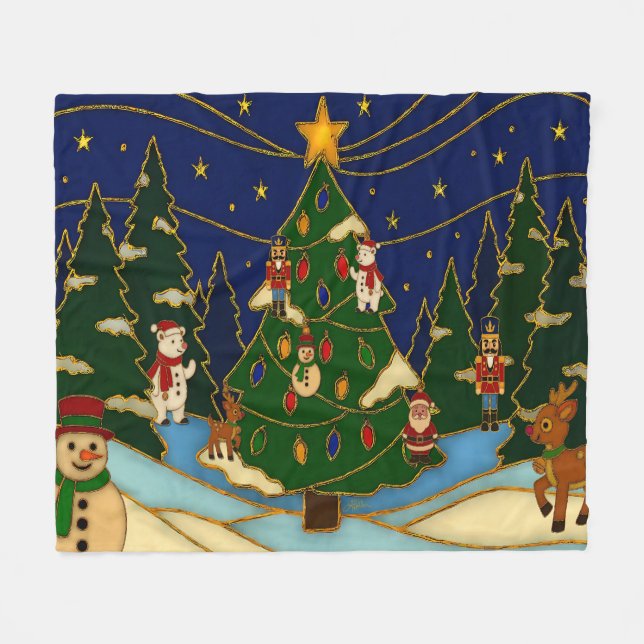 Couverture Polaire Cloisonne Art Whimsical Forest Classic Christmas  (Devant (Horizontal))
