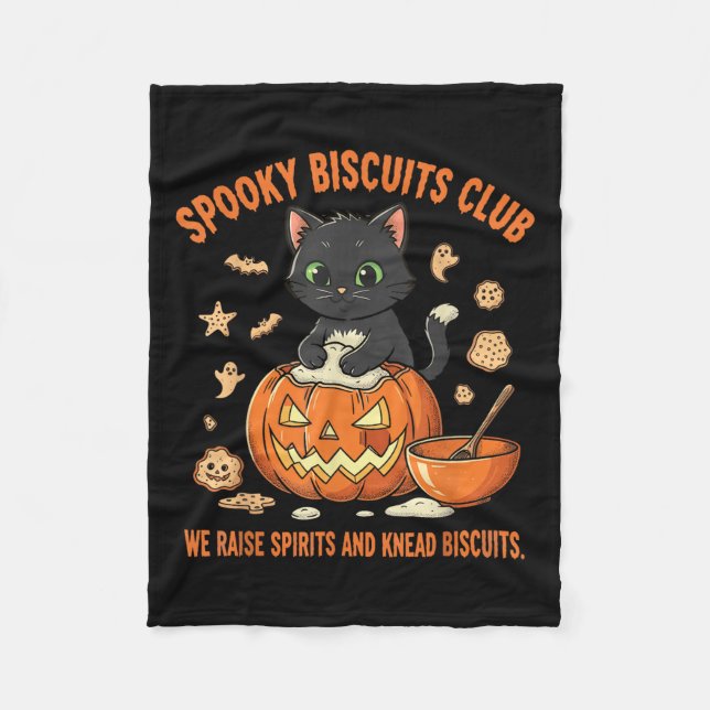 Couverture Polaire Club de biscuits effrayants Chat Halloween drôle d (Devant)