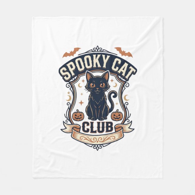 Couverture Polaire Club de chat effrayant Chat Halloween Chat effraya (Devant)