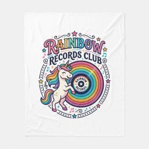 Couverture Polaire Club de disques Licorne Arc-en-ciel Fond Blanc Mig