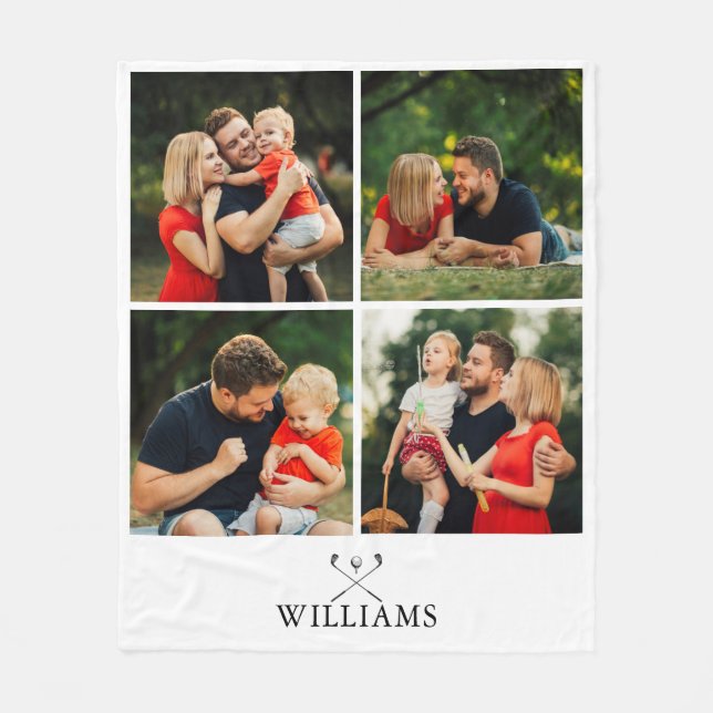 Couverture Polaire Clubs de golf personnalisés au nom avec collage de (Devant)