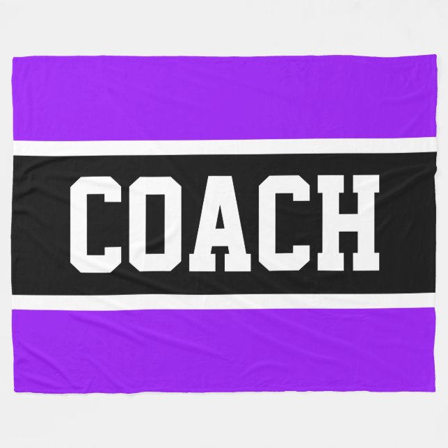 Couverture Polaire COACH Gras Noir Violet Blanc Rayures Athlétiques (Devant (Horizontal))