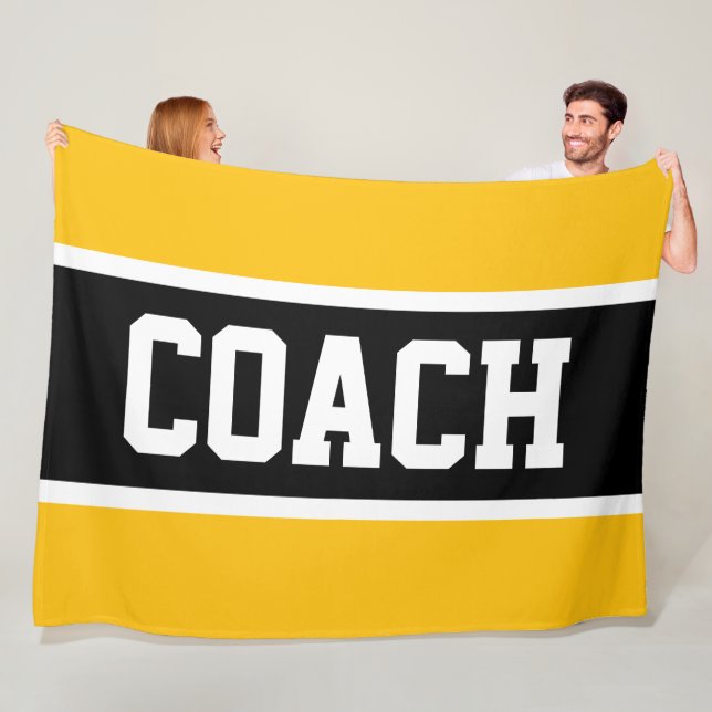 Couverture Polaire COACH Jaune Orange Noir Blanc Athlétique Rayures (En situation)