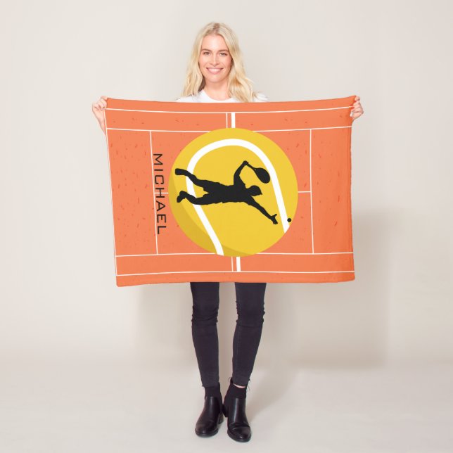 Couverture Polaire Coach Joueur De Tennis Personnalisé Servant Sports (En situation)