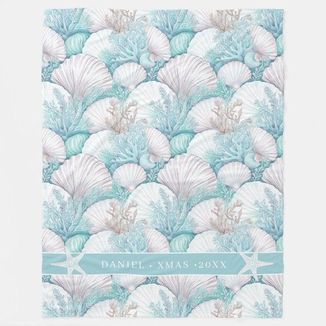 Couverture Polaire Coastal Seashell & Coral Motif#3 ID1009 (Devant)